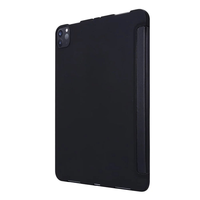 Tri-fold Stand Silicone + PU Leather Tablet Case Cover for iPad Pro 11-inch (2021) - Black - 4