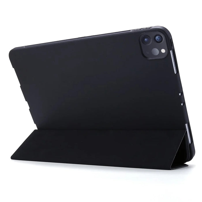 Tri-fold Stand Silicone + PU Leather Tablet Case Cover for iPad Pro 11-inch (2021) - Black - 5