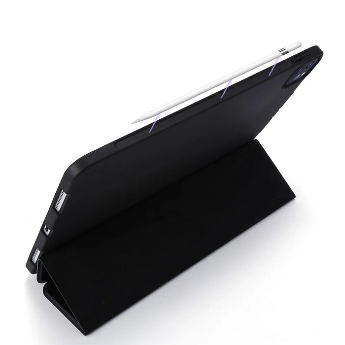 Tri-fold Stand Silicone + PU Leather Tablet Case Cover for iPad Pro 11-inch (2021) - Black - 6