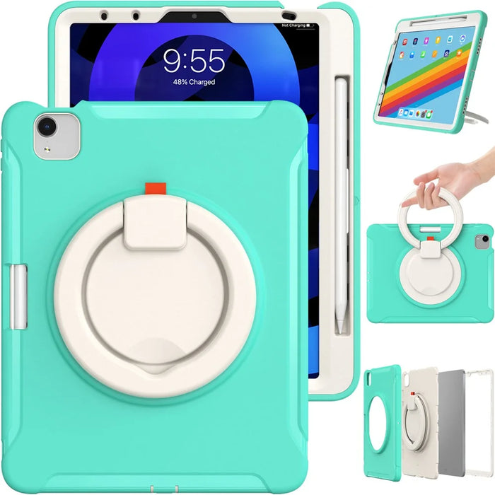 Rotary Kickstand Tablet Cover for iPad Air 11 (2026) / (2025) / (2024) / Air (2020) / (2022) / Pro 11 (2022) / (2021) / (2020) / (2018) - Aqua / White - 1