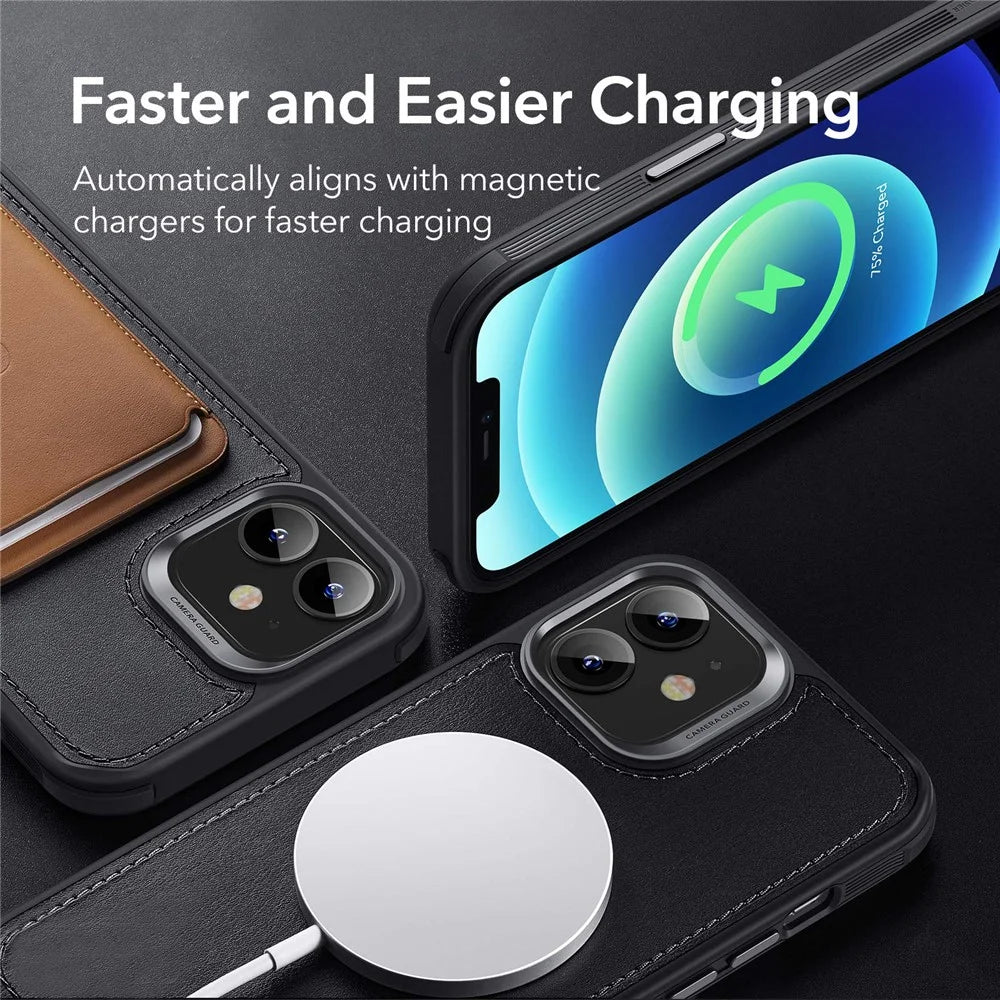 ESR Metro Vegan Magnetic Charging Cover Genuine Leather Phone Case Compatible with MagSafe MFM Case for iPhone 12 6.1 inch / 12 Pro 6.1 inch - 3