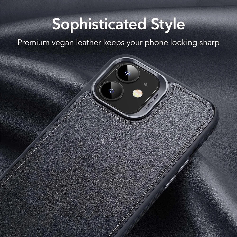 ESR Metro Vegan Magnetic Charging Cover Genuine Leather Phone Case Compatible with MagSafe MFM Case for iPhone 12 6.1 inch / 12 Pro 6.1 inch - 6
