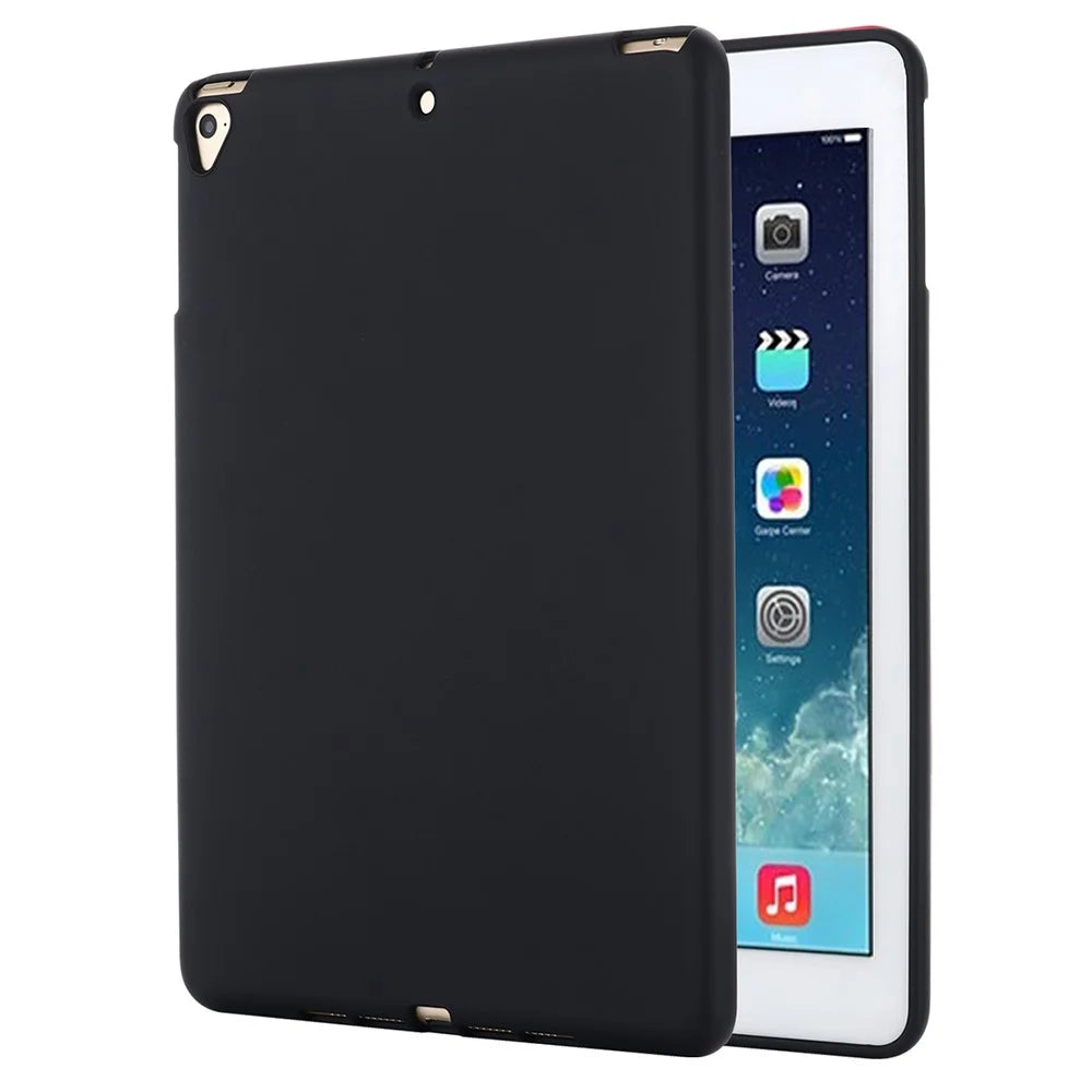 For iPad 9.7-inch (2018)/(2017)/iPad 5 Full Body Slim Soft Liquid Silicone Shockproof Protective Case - Black - 1
