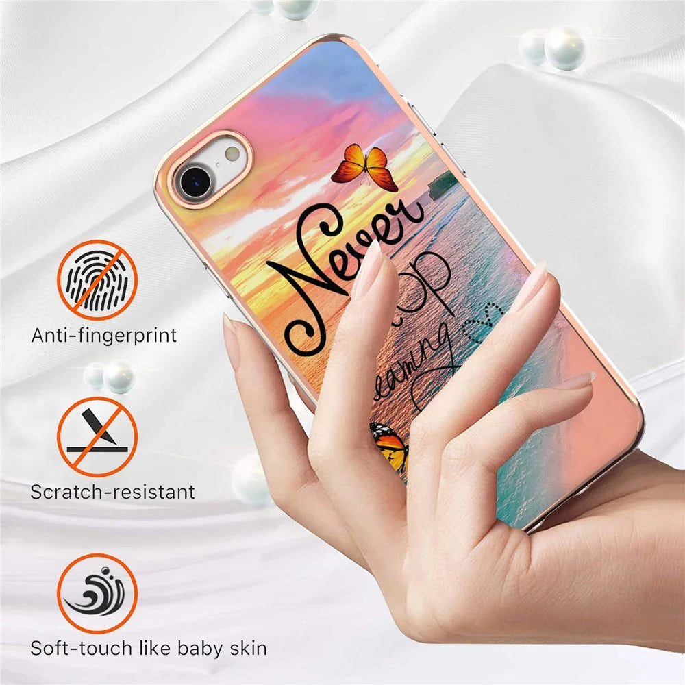 For iPhone 7 / 8 / SE (2020) / SE (2022) TPU Cases IMD Pattern Electroplating Soft Phone Back Cover - Never Stop Dreaming - 3