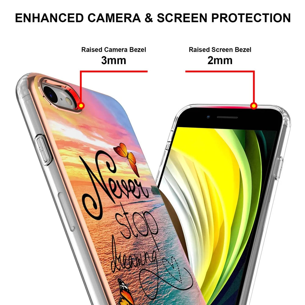 For iPhone 7 / 8 / SE (2020) / SE (2022) TPU Cases IMD Pattern Electroplating Soft Phone Back Cover - Never Stop Dreaming - 5