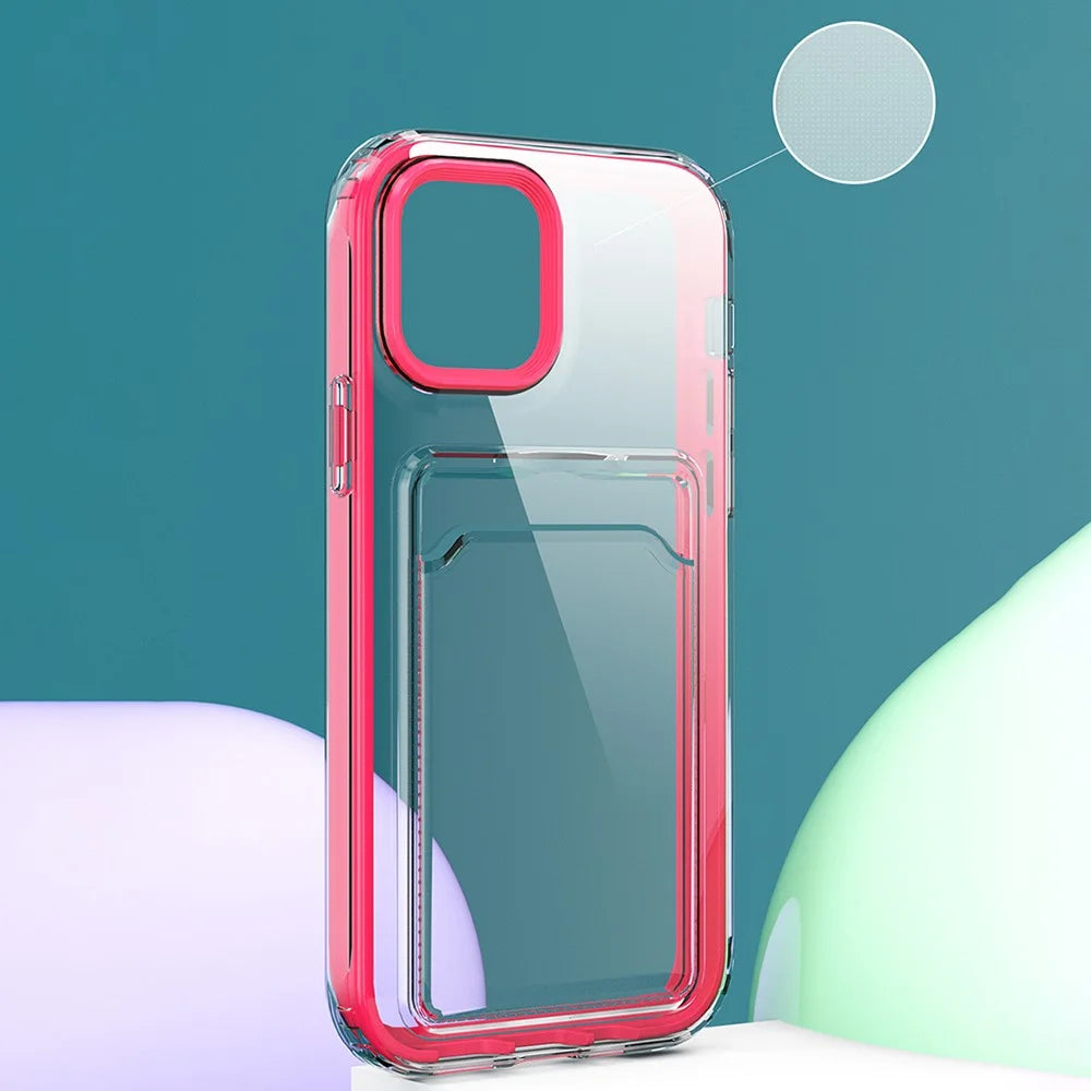 Clear Gradient Soft TPU Shock-Absorbing Bumper Protective Case with Card Holder for iPhone 12 6.1 inch / 12 Pro 6.1 inch - Transparent Black - 5