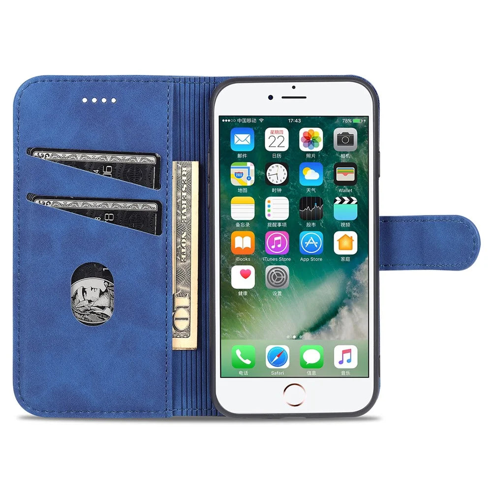 AZNS PU Leather Phone Cover Wallet Case Stand Design for iPhone 7 4.7 inch/8 4.7 inch/SE (2020)/SE (2022) - Blue - 6