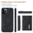 DG.MING M2 Series Kickstand Design Magnetic Tri-fold Wallet Leather Phone Case Shell for iPhone 12 Pro Max 6.7 inch - Black - 3