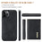 DG.MING M1 Series PU Leather Kickstand Protective Phone Case Shell with Magnetic Tri-fold Wallet for iPhone 12 Pro Max 6.7 inch - Black - 3
