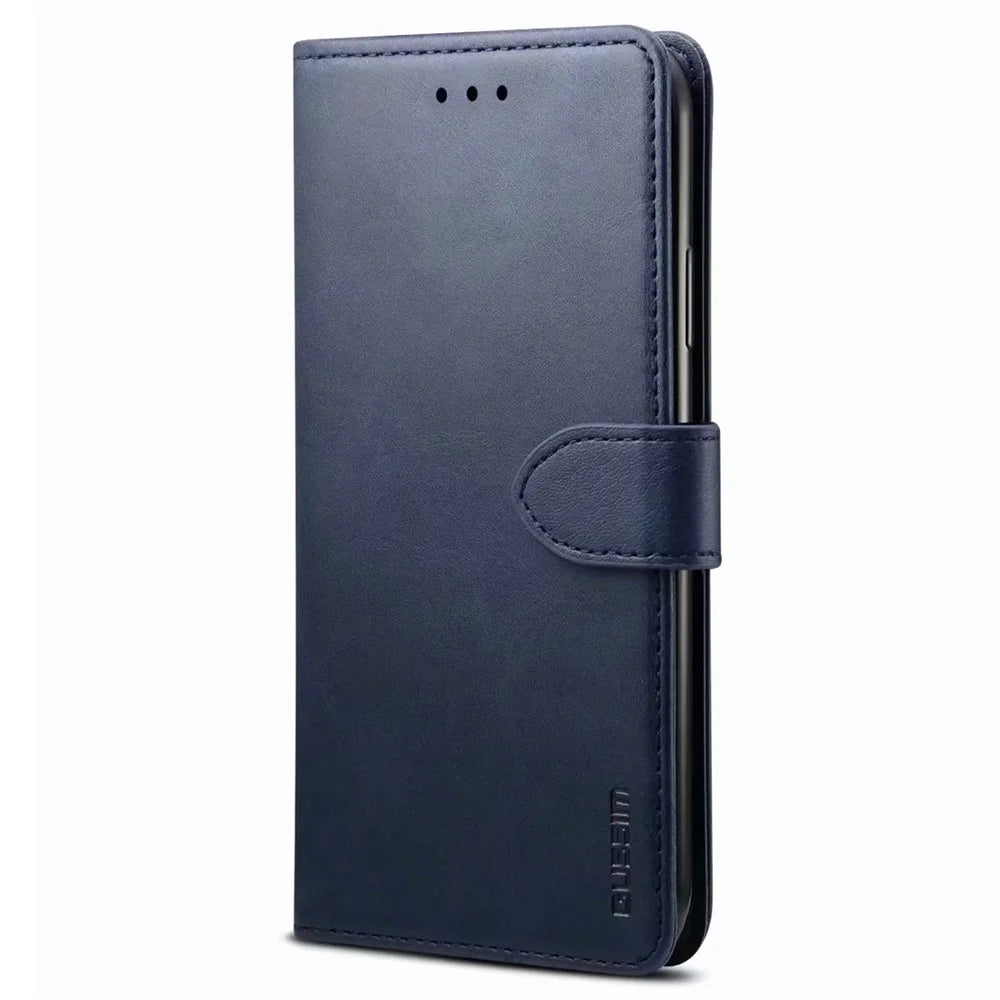 GUSSIM Magnetic Closure Clasp Leather Phone Wallet Stand Case for iPhone 12 6.1 inch/12 Pro 6.1 inch - Blue - 2