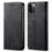 Jeans Cloth Texture All-round Protection Leather Wallet Stand Case for iPhone 13 Pro 6.1 inch - Black - 1