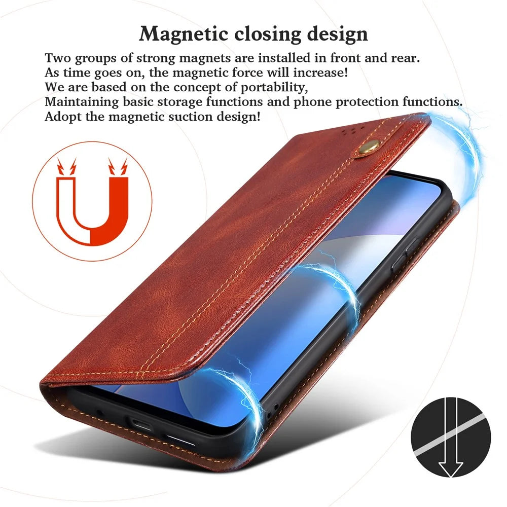 Full Protection Wallet Design Oil-Waxy Leather Phone Stand Case for iPhone 13 mini 5.4 inch - Brown - 7
