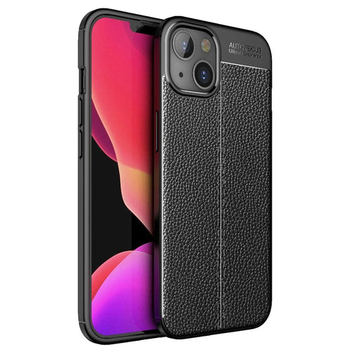Litchi Texture Anti Scratch TPU Phone Case Shell for iPhone 13 6.1 inch - Black - 1