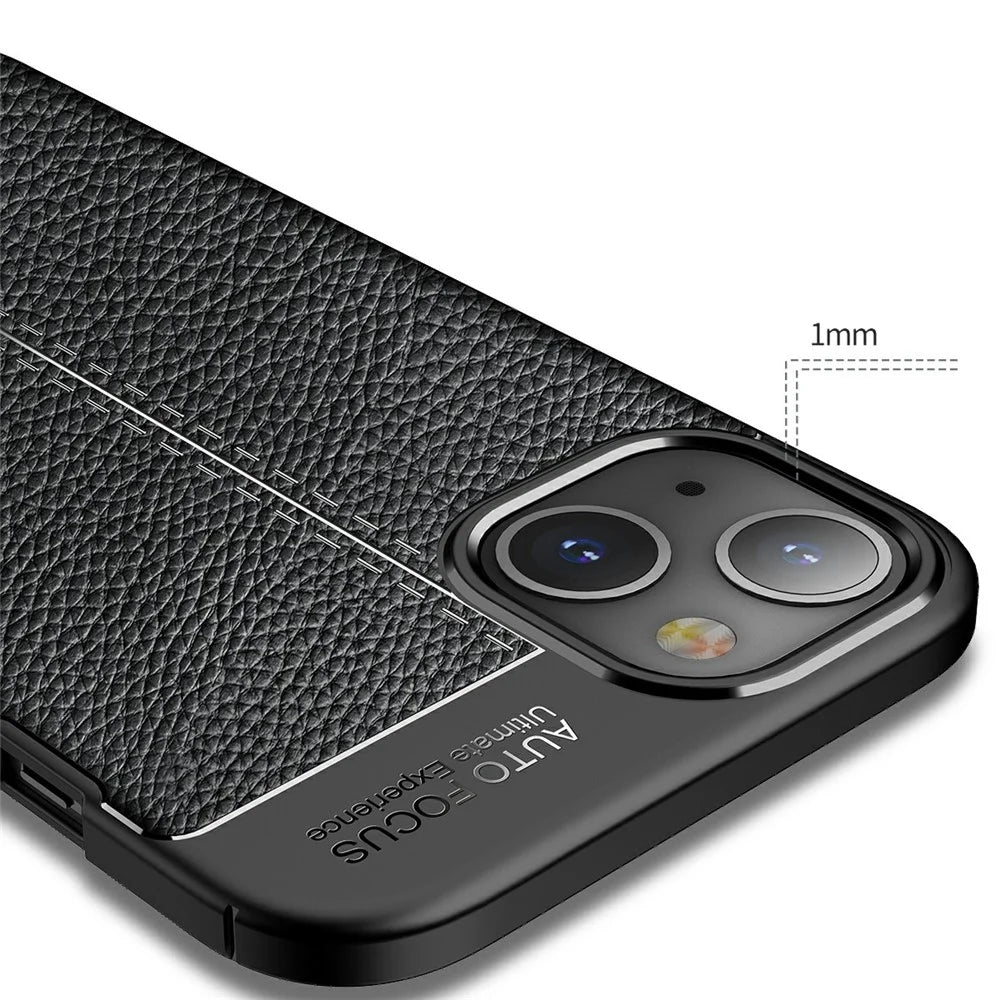 Litchi Texture Anti Scratch TPU Phone Case Shell for iPhone 13 6.1 inch - Black - 4