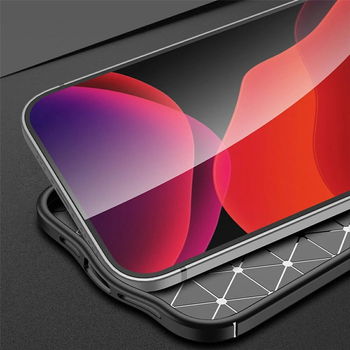 Soft TPU Litchi Texture Phone Back Case for iPhone 13 Pro Max - Black - 6
