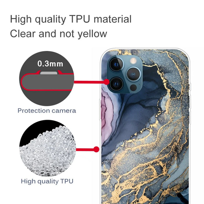 Abstract Marble Pattern Flexible TPU Back Shell for iPhone 13 Pro 6.1 inch - Style N - 4