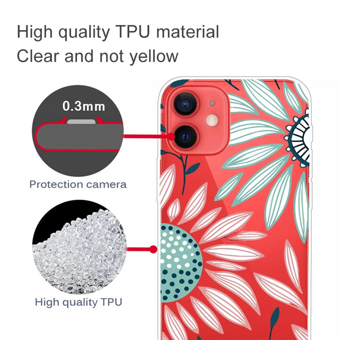 Soft Flexible TPU Shockproof Cover Cute Pattern Printing Phone Case for iPhone 13 6.1 inch - Sunflower - 3