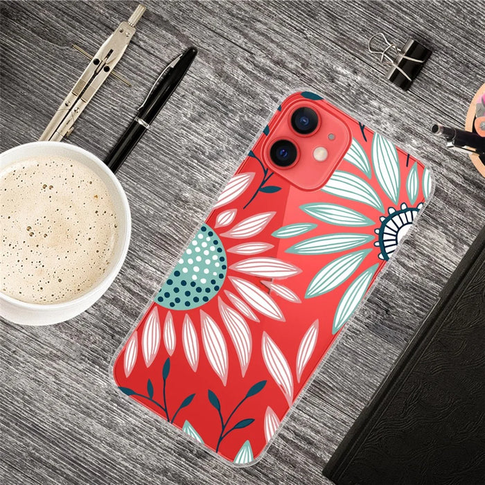 Soft Flexible TPU Shockproof Cover Cute Pattern Printing Phone Case for iPhone 13 6.1 inch - Sunflower - 4