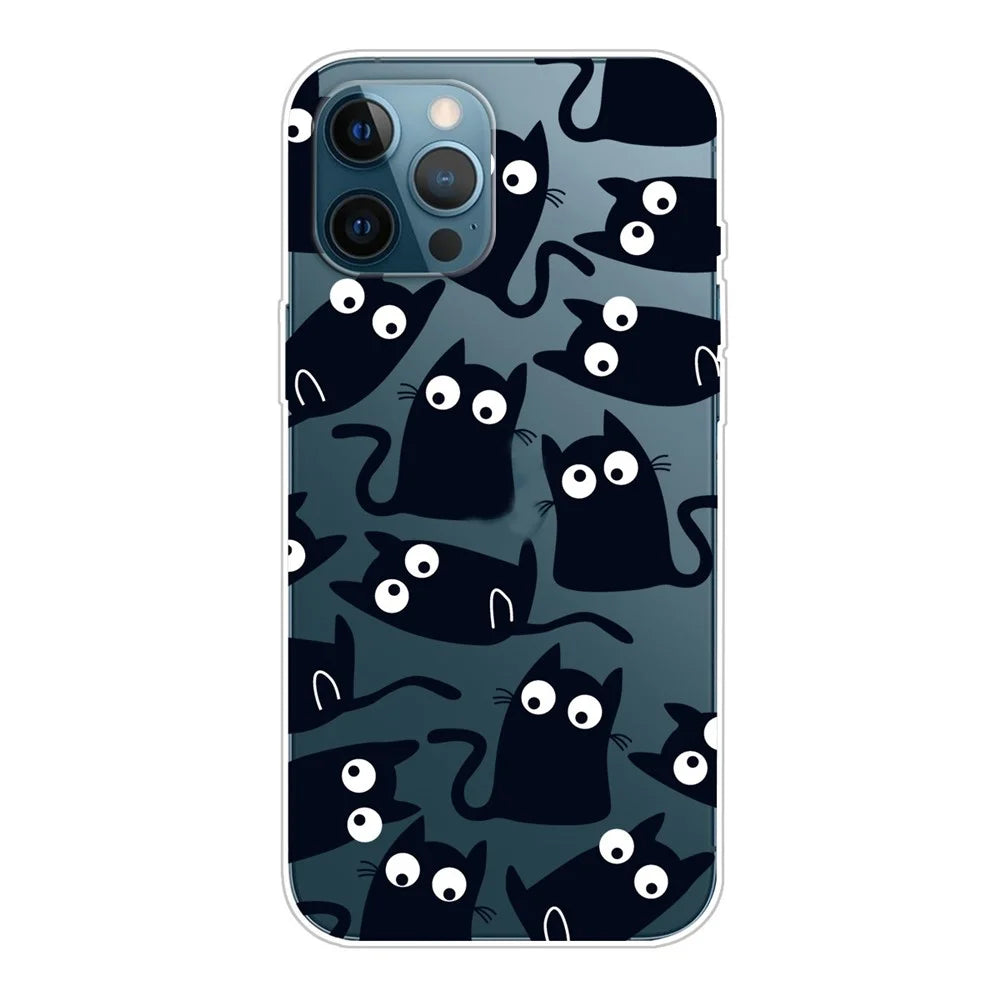 Soft TPU Shock Absorption Slim Pattern Printing Transparent Protective Case for iPhone 13 Pro 6.1 inch - Little Cats - 1