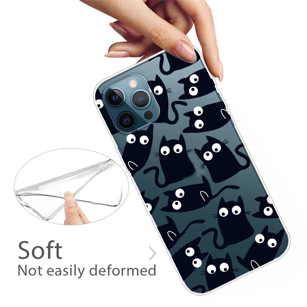 Soft TPU Shock Absorption Slim Pattern Printing Transparent Protective Case for iPhone 13 Pro 6.1 inch - Little Cats - 2