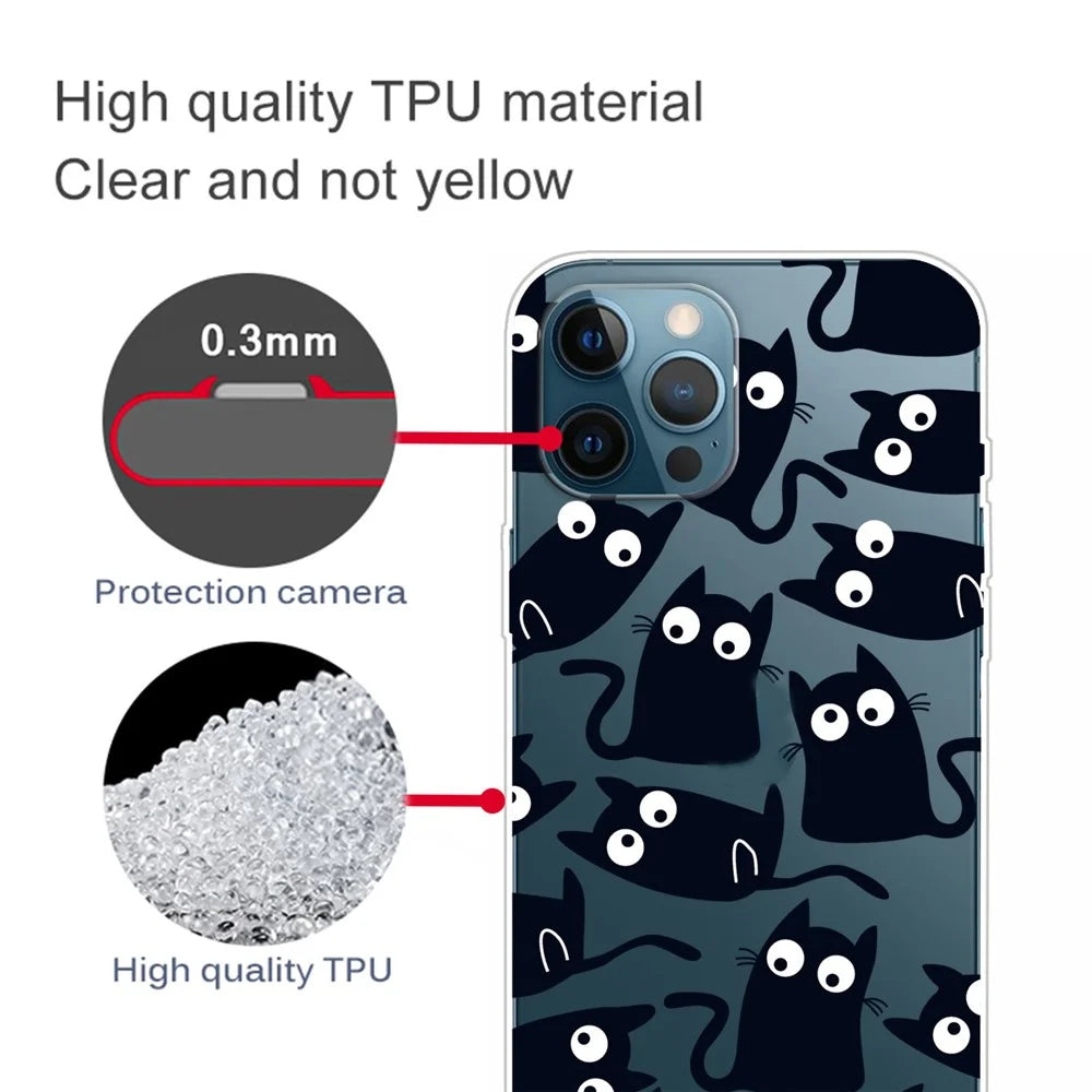 Soft TPU Shock Absorption Slim Pattern Printing Transparent Protective Case for iPhone 13 Pro 6.1 inch - Little Cats - 3