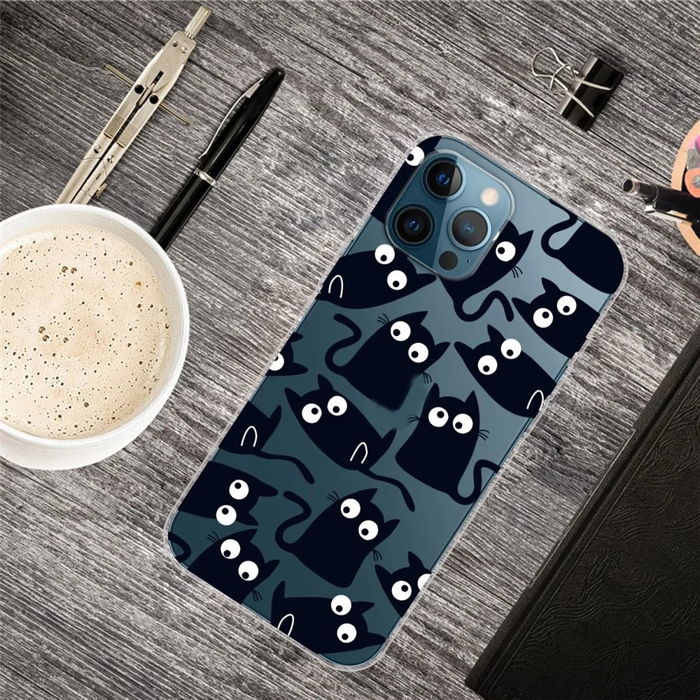 Soft TPU Shock Absorption Slim Pattern Printing Transparent Protective Case for iPhone 13 Pro 6.1 inch - Little Cats - 4