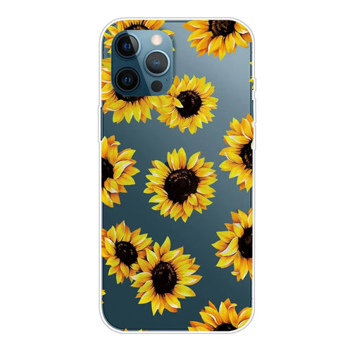 For iPhone 13 Pro 6.1 inch Pattern Printing Phone Case Soft Flexible TPU Thin Shockproof Protective Cover - Sunflower - 1