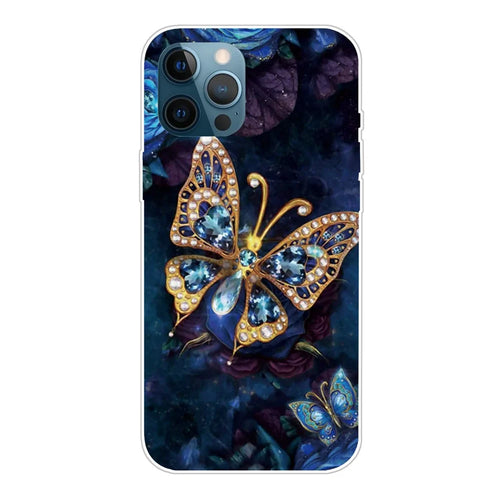 Super Fashion 3D Pattern Printing Soft TPU Case Lovely Back Shell for iPhone 13 Pro Max 6.7 inch - Jewelry Butterfly - 1