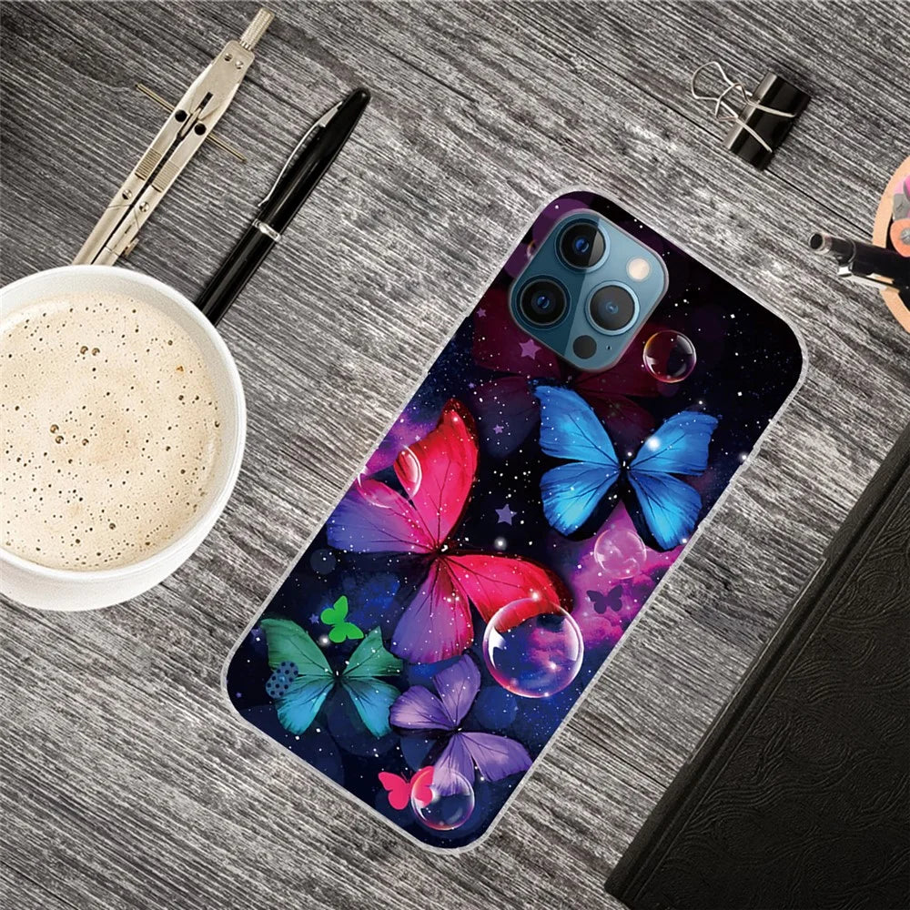 Pattern Printing IMD Workmanship TPU Back Case for iPhone 13 Pro 6.1-inch - Beautiful Butterfly - 2