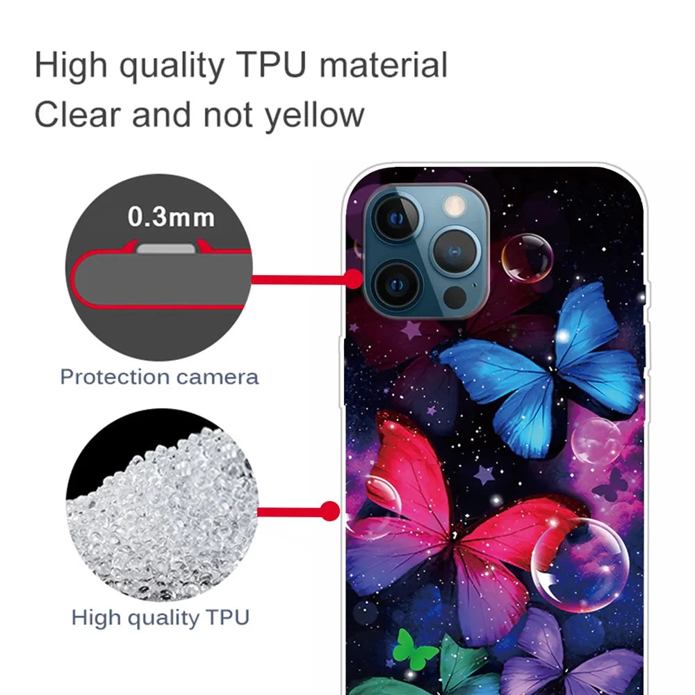 Pattern Printing IMD Workmanship TPU Back Case for iPhone 13 Pro 6.1-inch - Beautiful Butterfly - 4