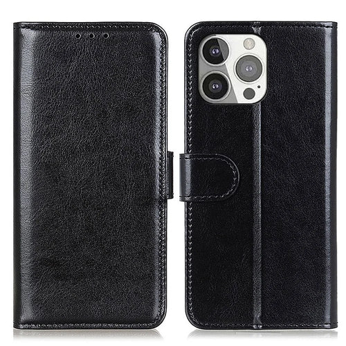 Crazy Horse All-round Protection Wallet Leather Phone Stand Case for iPhone 13 Pro 6.1 inch - Black - 1
