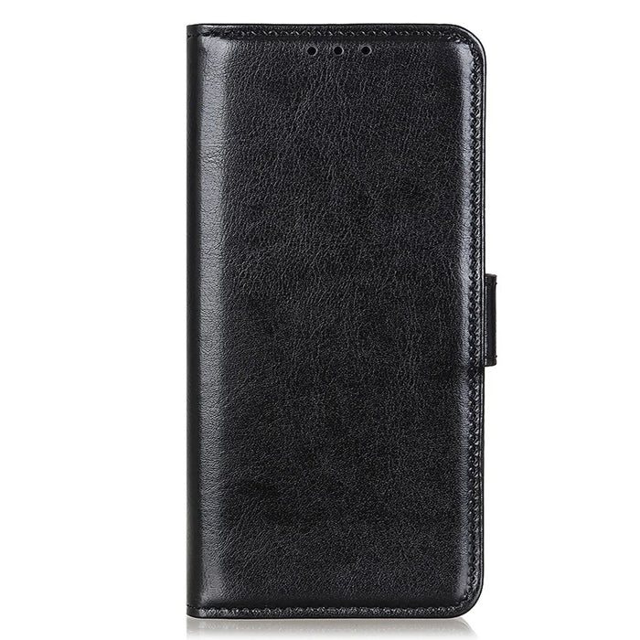 Crazy Horse Texture Design Premium PU Leather Folio Flip Stand Feature Magnetic Closure Case Cover for 	iPhone 13 Pro Max 6.7 inch - Black - 2