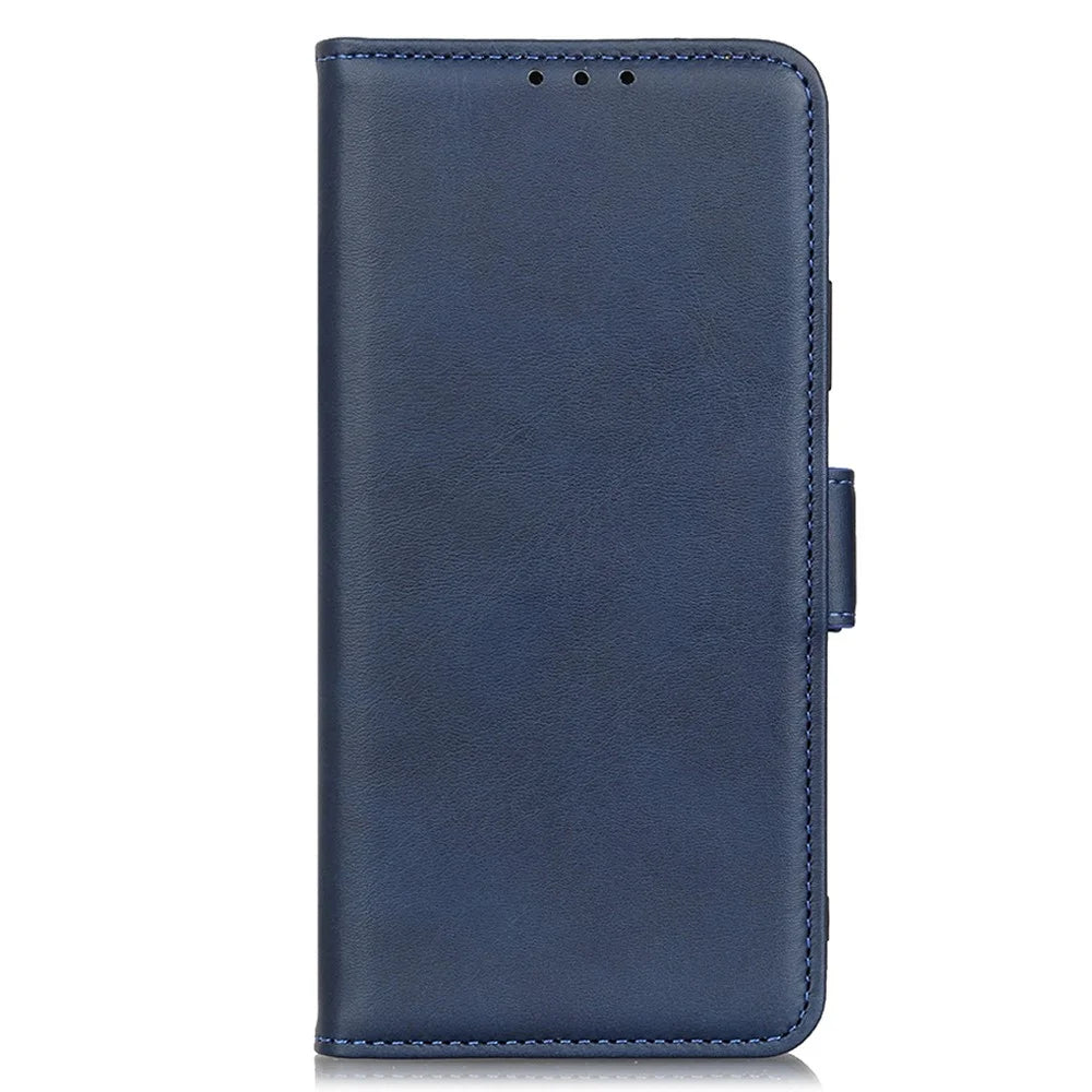 Magnetic Double Clasp Leather Wallet Protective Stand Case for iPhone 13 Pro Max 6.7 inch - Blue - 2