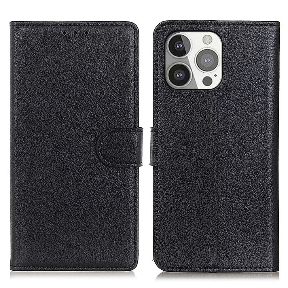 All-round Protection Classic Litchi Texture Leather Wallet Design Stand Case for iPhone 13 Pro 6.1 inch - Black - 1