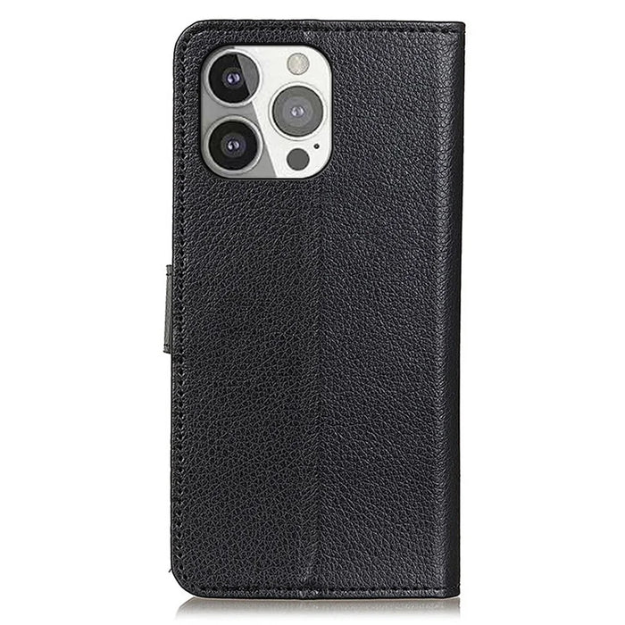 All-round Protection Classic Litchi Texture Leather Wallet Design Stand Case for iPhone 13 Pro 6.1 inch - Black - 3