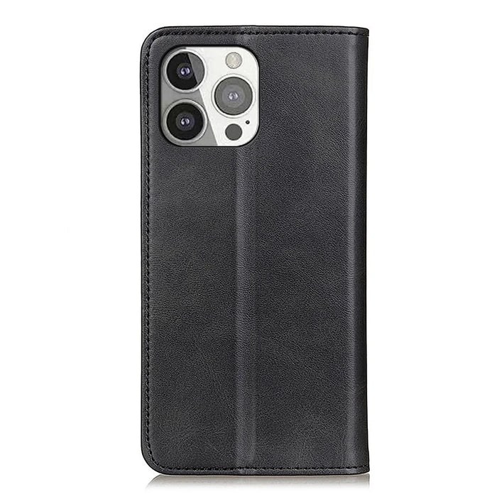 All-round Protection Auto-Absorbed Split Leather Wallet Stand Phone Cover for iPhone 13 Pro 6.1 inch - Black - 3