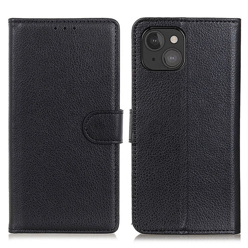Wallet Design Classic Litchi Texture Leather Phone Stand Case for iPhone 13 mini 5.4 inch - Black - 1