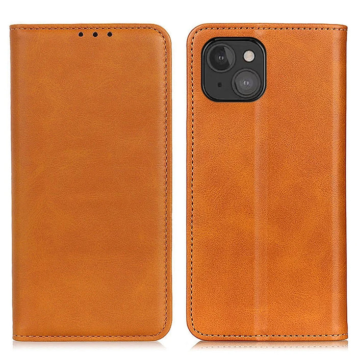 Automatic Absorption Split Leather Wallet Stand Phone Cover for iPhone 13 mini 5.4 inch - Brown - 1