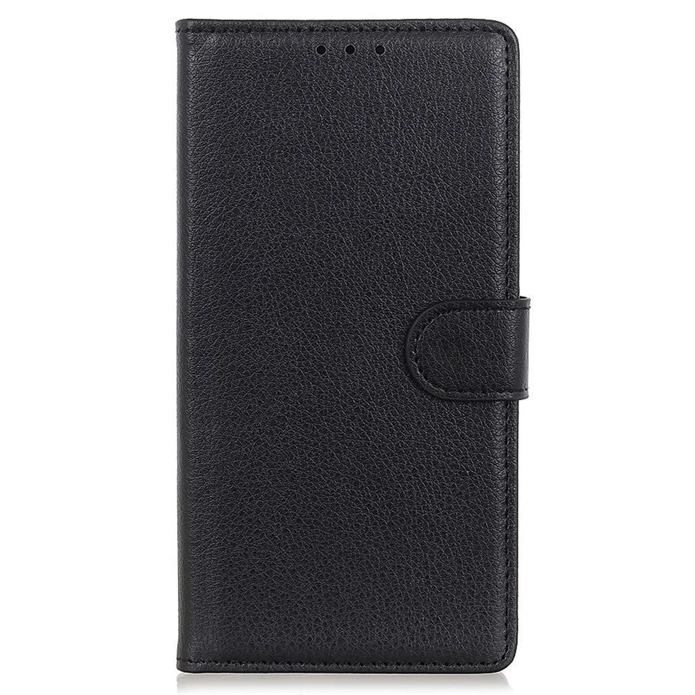 Litchi Texture PU Leather Stand Wallet Mobile Phone Case Shell for iPhone 13 6.1 inch - Black - 2