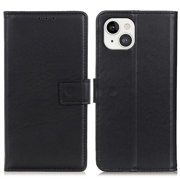 Shockproof Leather Magnetic Clasp Stand Wallet Design Phone Case Shell for iPhone 13 6.1 inch - Black - 1
