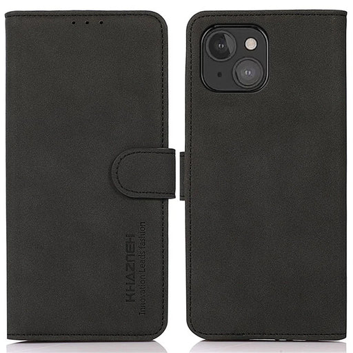 KHAZNEH PU Leather Phone Wallet Design Cover Case with Stand for iPhone 13 mini 5.4 inch - Black - 1
