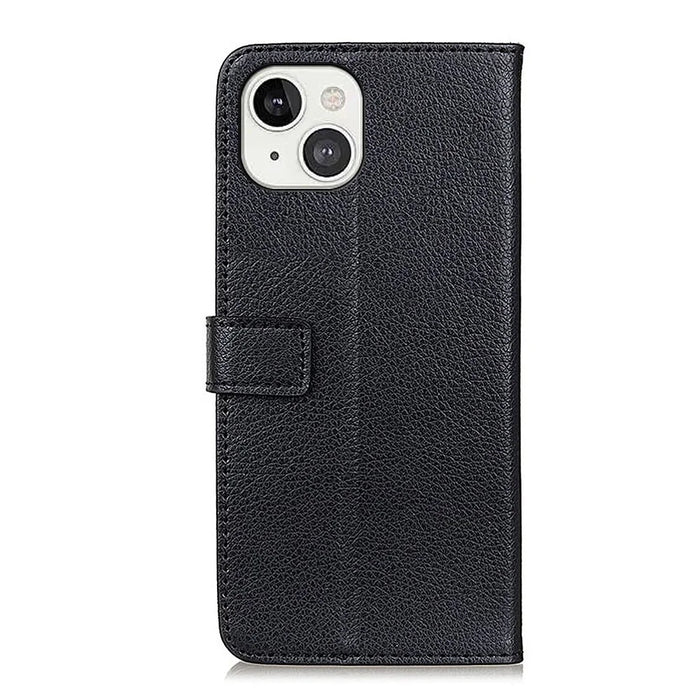 Stylish Litchi Texture Soft PU Leather Case Shockproof Anti-Scratch Protection Cover for iPhone 13 6.1 inch - Black - 3