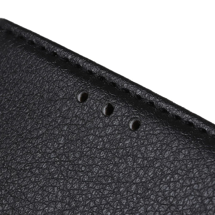 Stylish Litchi Texture Soft PU Leather Case Shockproof Anti-Scratch Protection Cover for iPhone 13 6.1 inch - Black - 7