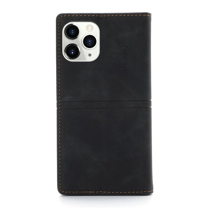 Auto-absorbed Folio Flip PU Leather Wallet Stand Phone Cover Shell for iPhone 12 / 12 Pro 6.1 inch - Black - 2