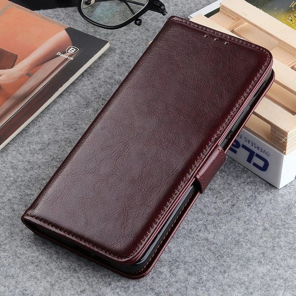Anti-Slip Scratch Resistant Full Body Protective Crazy Horse Texture Phone Cover Case for iPhone 13 6.1 inch - Brown - 6