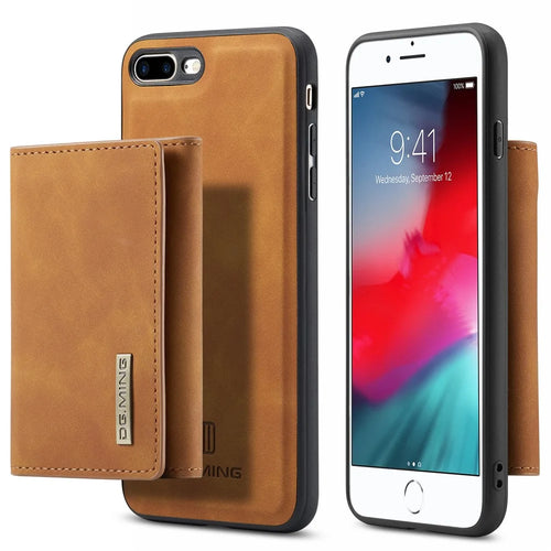 DG.MING M1 Series Kickstand Magnetic Detachable Cover Flip Folio Magnetic 2-in-1 Purse Protective Leather Case for iPhone 7 Plus 5.5 inch / 8 Plus 5.5 inch - Brown - 1