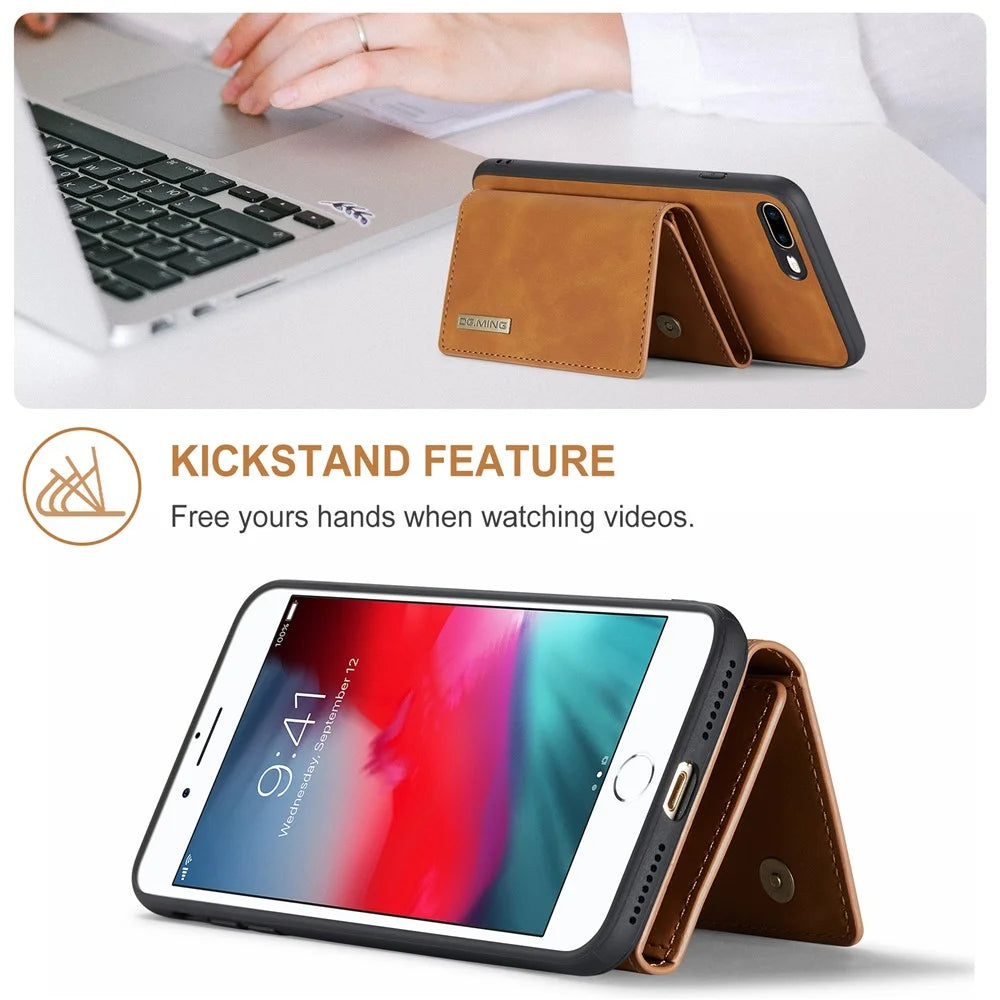 DG.MING M1 Series Kickstand Magnetic Detachable Cover Flip Folio Magnetic 2-in-1 Purse Protective Leather Case for iPhone 7 Plus 5.5 inch / 8 Plus 5.5 inch - Brown - 2