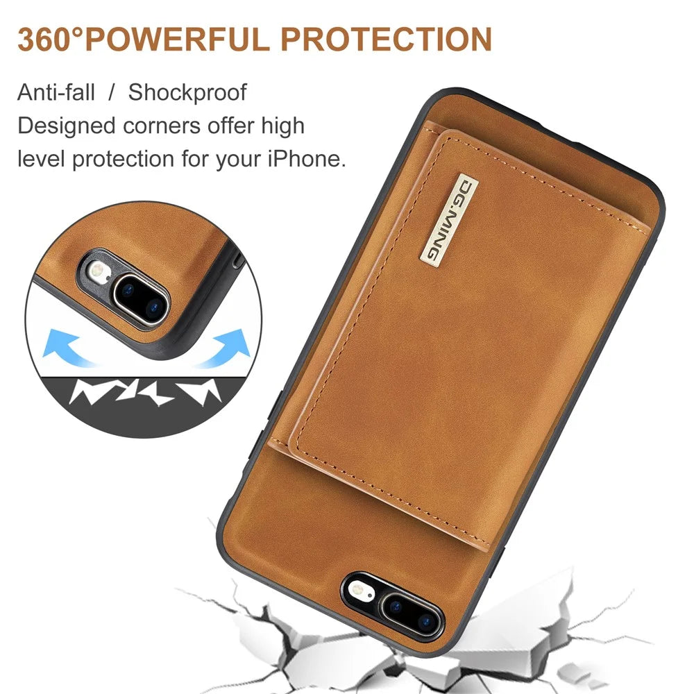 DG.MING M1 Series Kickstand Magnetic Detachable Cover Flip Folio Magnetic 2-in-1 Purse Protective Leather Case for iPhone 7 Plus 5.5 inch / 8 Plus 5.5 inch - Brown - 4