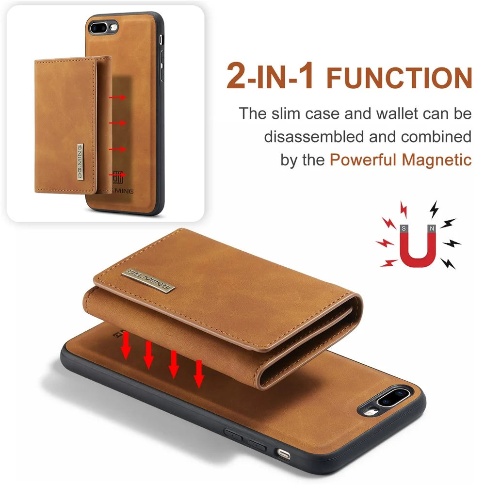 DG.MING M1 Series Kickstand Magnetic Detachable Cover Flip Folio Magnetic 2-in-1 Purse Protective Leather Case for iPhone 7 Plus 5.5 inch / 8 Plus 5.5 inch - Brown - 5