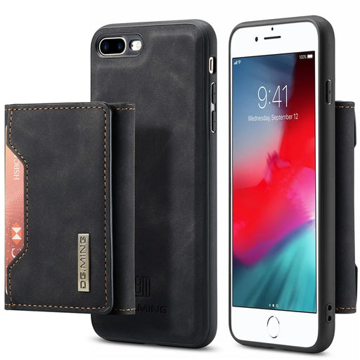 DG.MING M2 Series Detachable Wallet Leather Case Kickstand Magnetic Cover Compatible with Wireless Charging for iPhone 7 Plus 5.5 inch / 8 Plus 5.5 inch - Black - 1